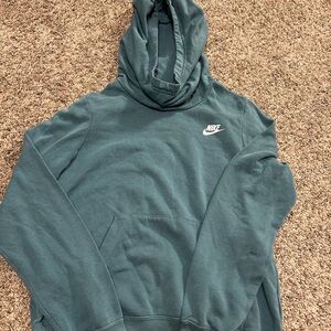 Nike Women's Teal Crewneck Hoodie with White Swoosh